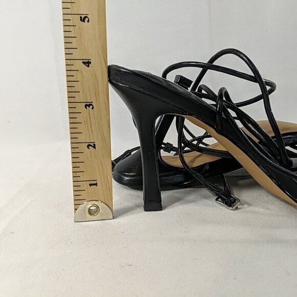 NA-KD Nothing But Style Round Toe Strappy Heel 7.5 US 38 Black Faux Leather 3" - Picture 10 of 10